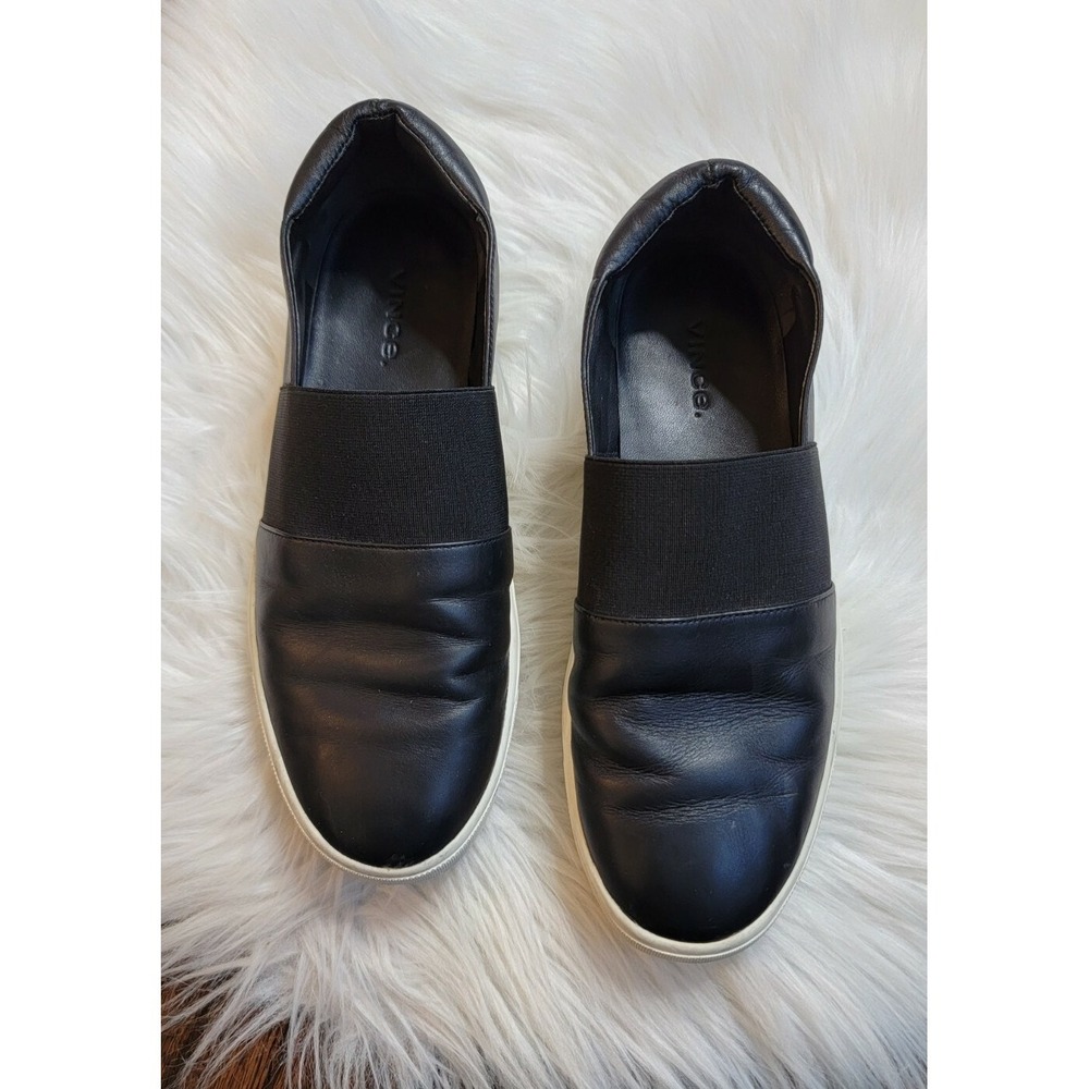 Vince Black Leather Slip On Sneakers Women's Size 7 Euro 37